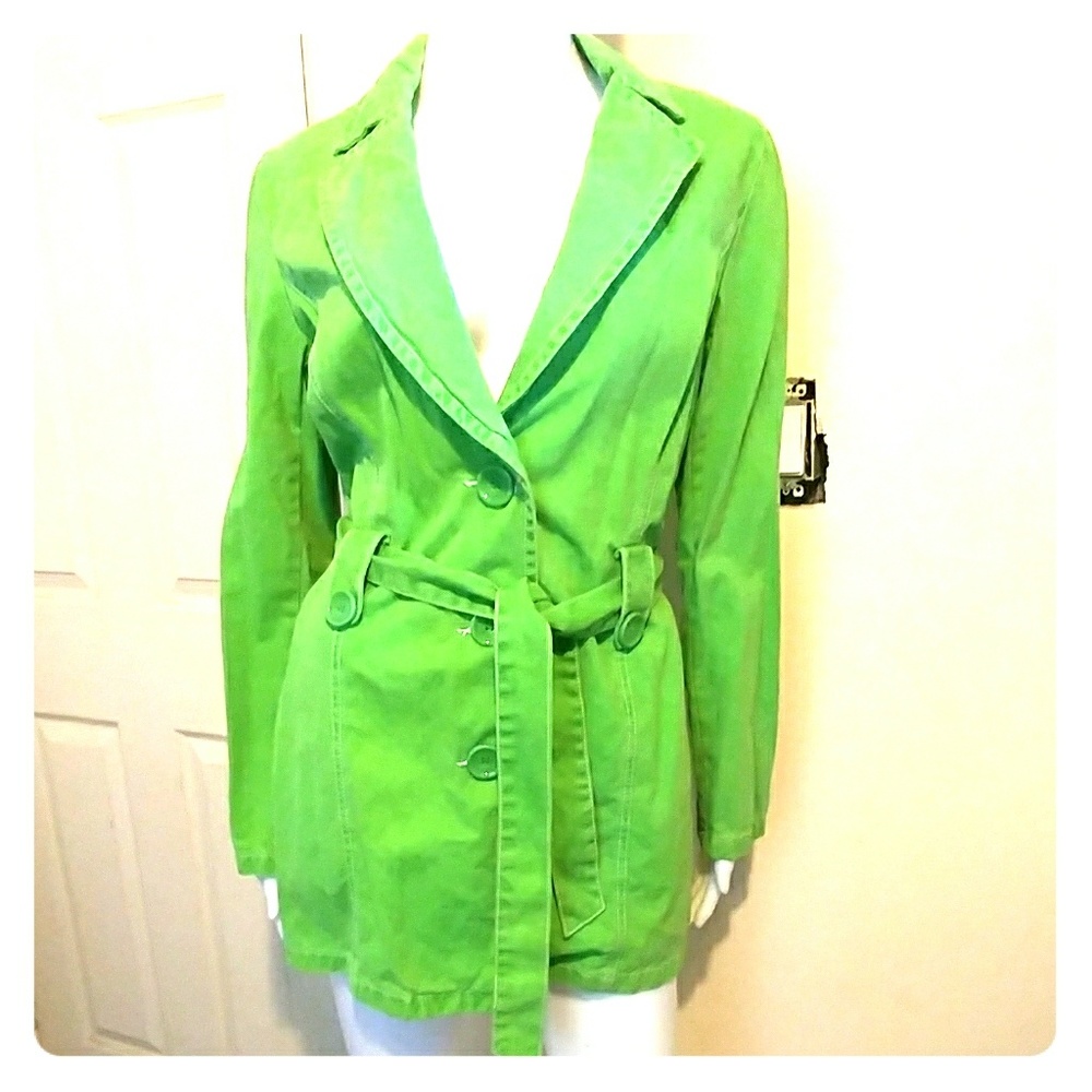 Lime Green trench coat Sz M